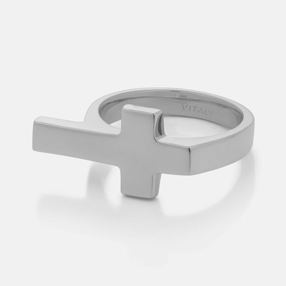 Vitaly Devout cross ring - silver - size 6 - Picture 1 of 3